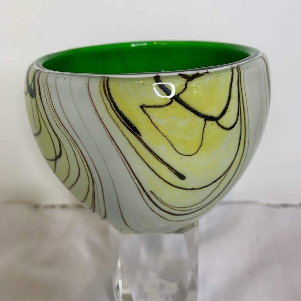 Hand Blown Glass Art Bowl Spiral Gorgeous Designs China